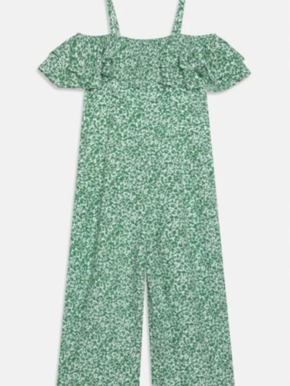 Abercrombie Kids Green White Floral Print Jumpsuit Pockets Size 11/12